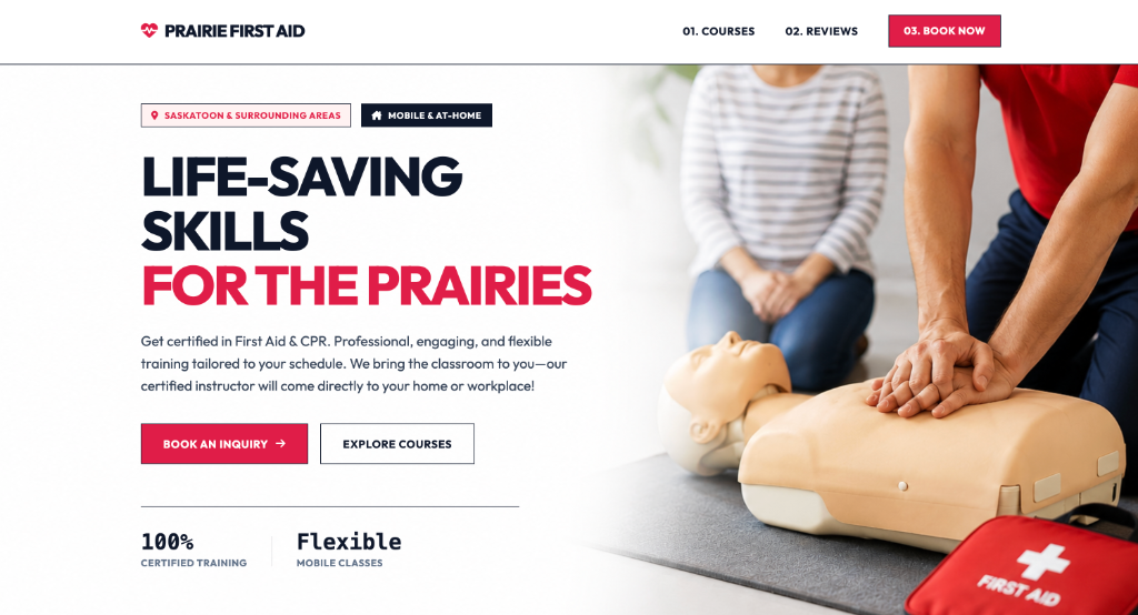 Prairie First Aid Landing Page Showcase